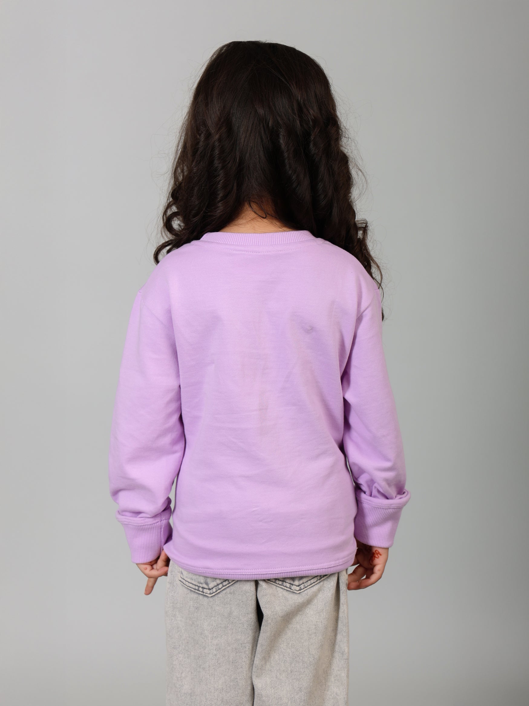 Girls Lavender Butterfly Puff Print Sweatshirt