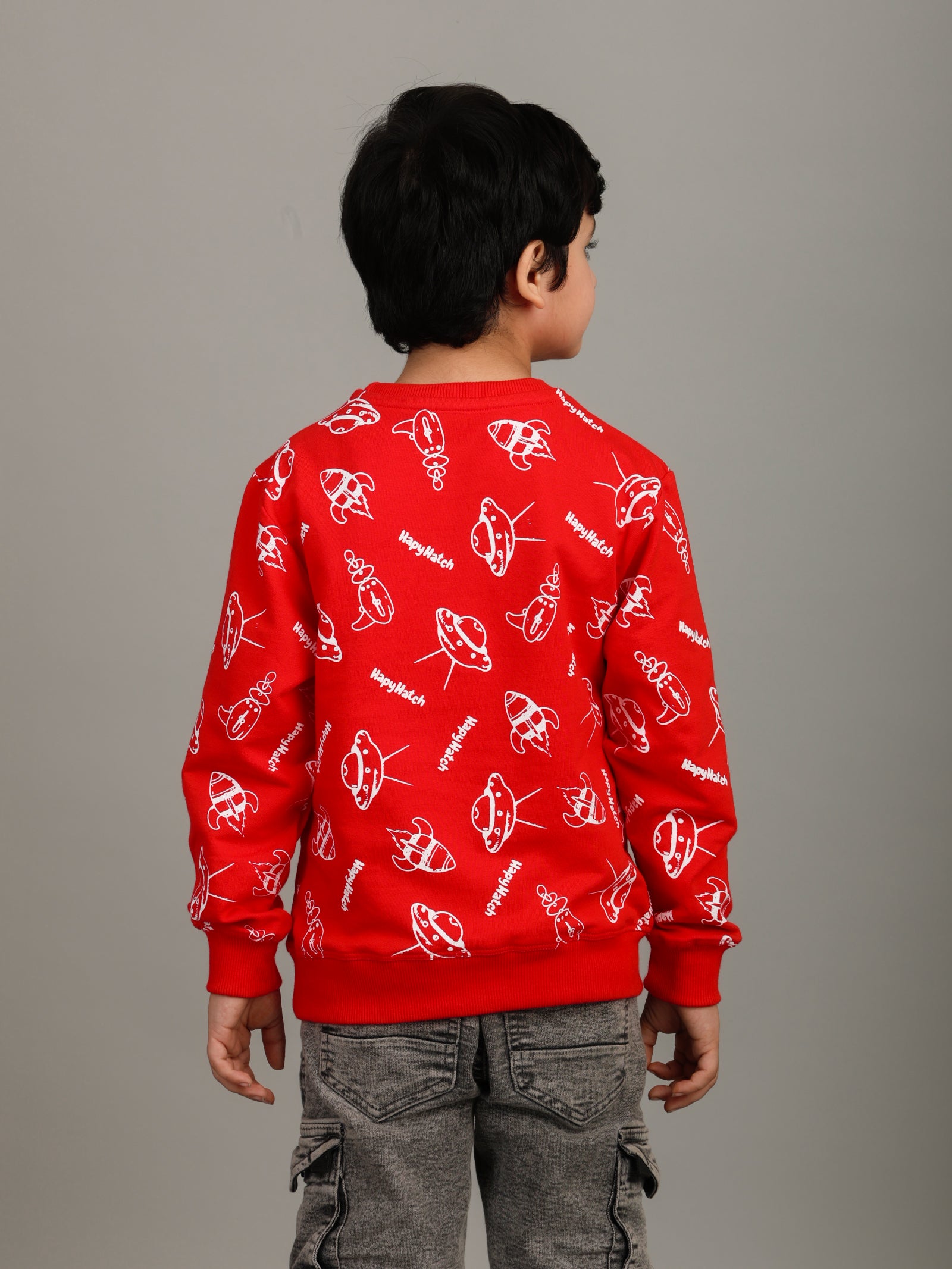 Boys Red All Over Space Themed Sweatshirt