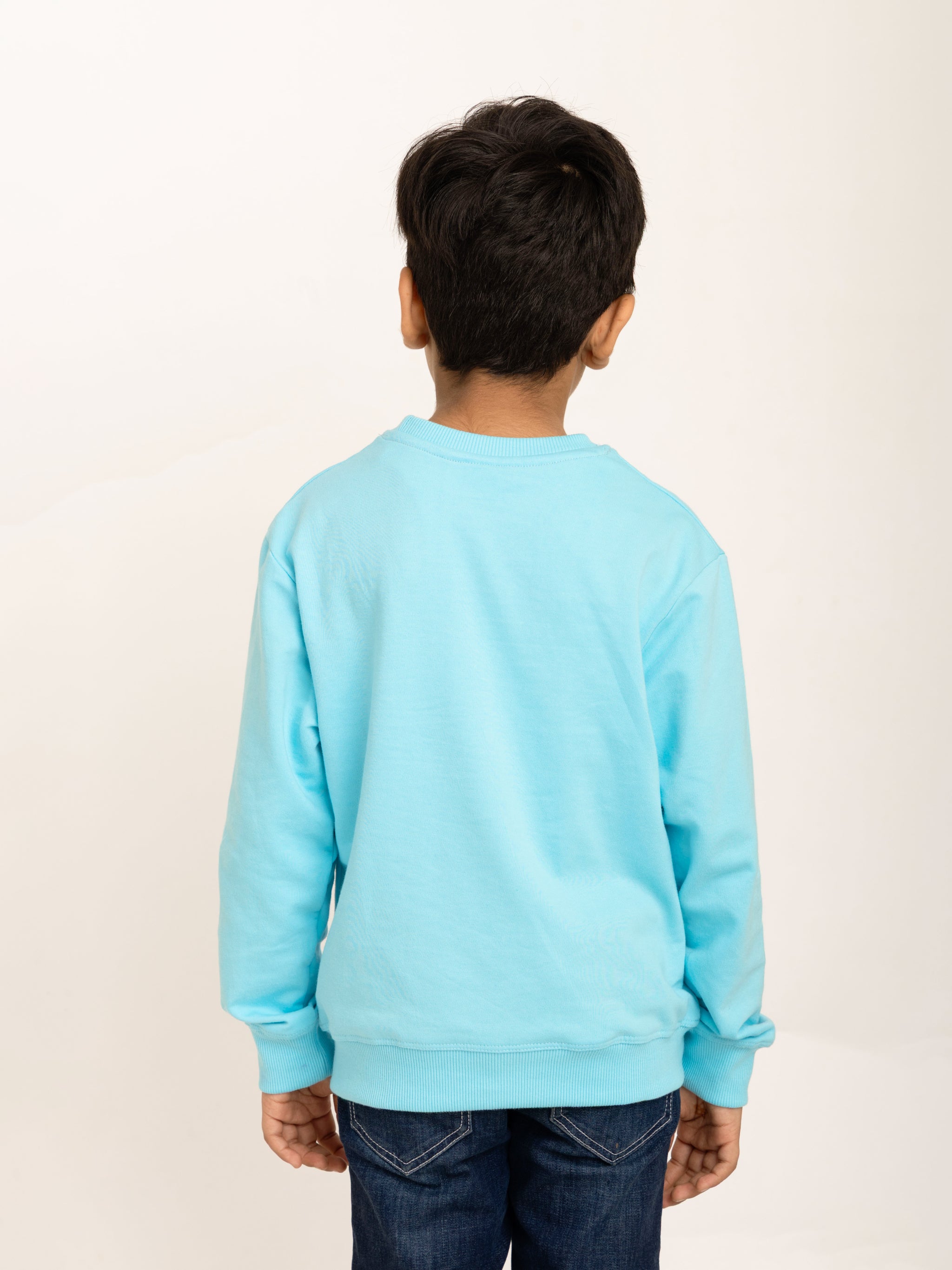 Boys Sky Blue Sharks Puff Print Sweatshirt