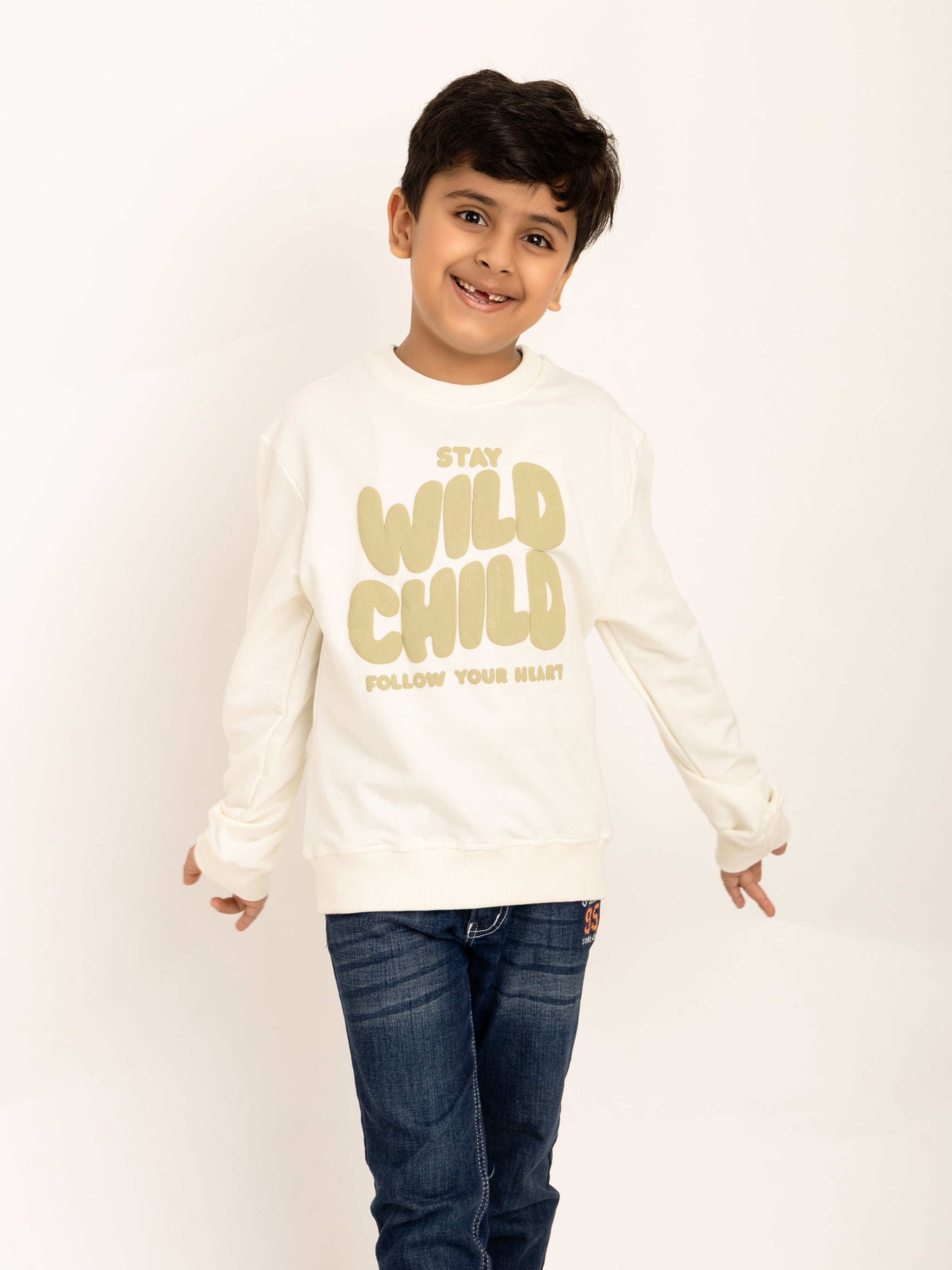 Boys Off White Stay Wild Puff Print Sweatshirt