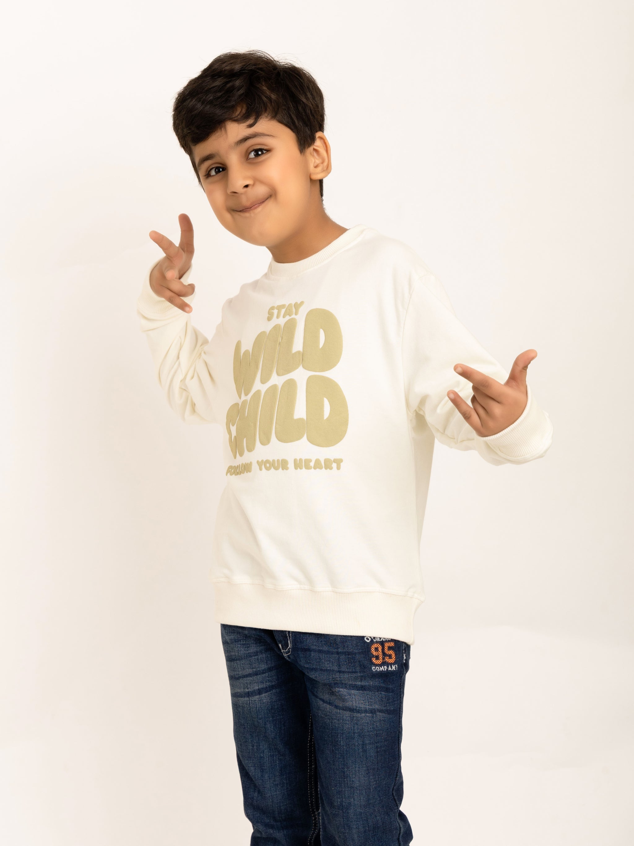 Boys Off White Stay Wild Puff Print Sweatshirt