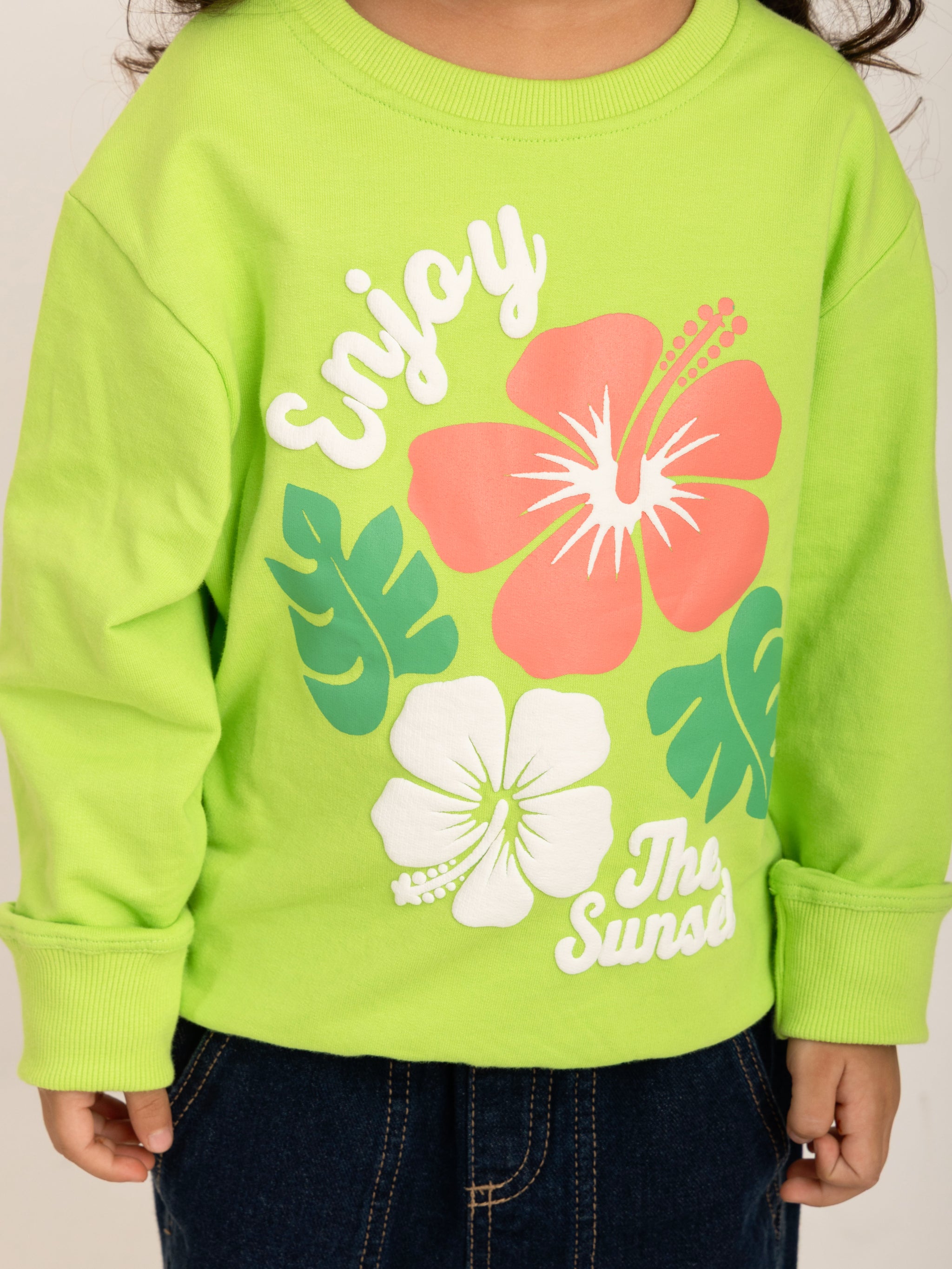 Girls Neon Floral Puff Print Sweatshirt