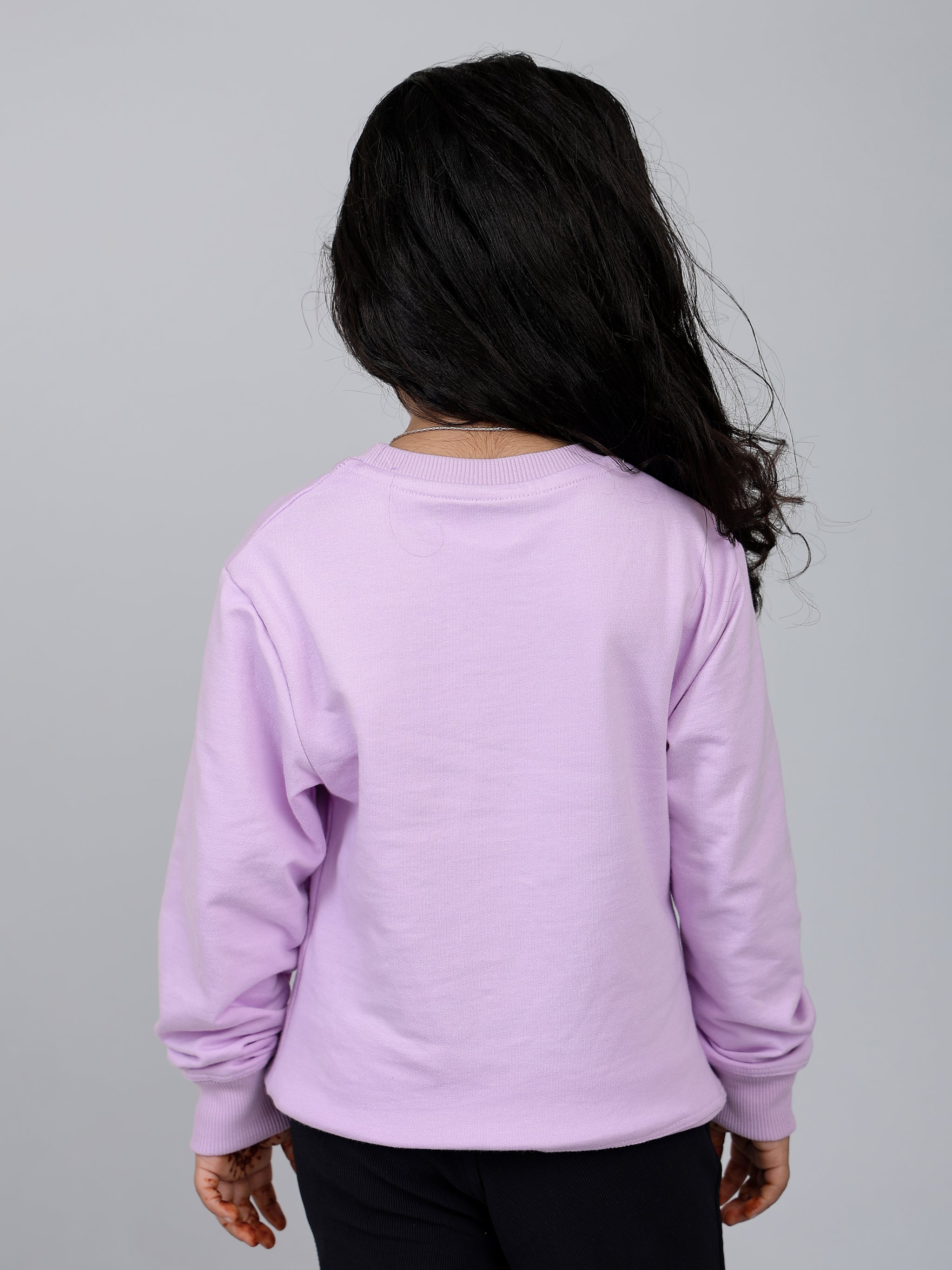 Girls Lavender Giraffe Puff Print Sweatshirt