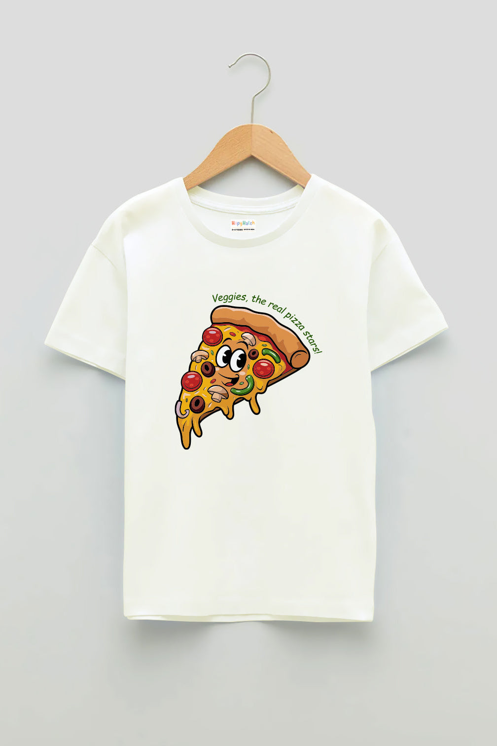 Girls Pizza Print Regular Fit T-shirt