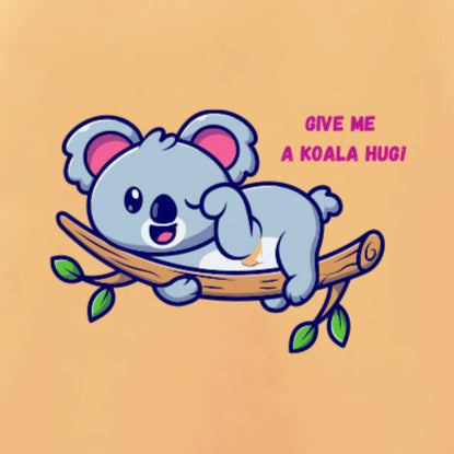 Girls Give Me A Koala Hug Print Regular Fit T shirt