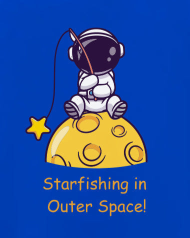 Boys Astronaut Sitting On Moon Print Regular Fit Cotton T shirt