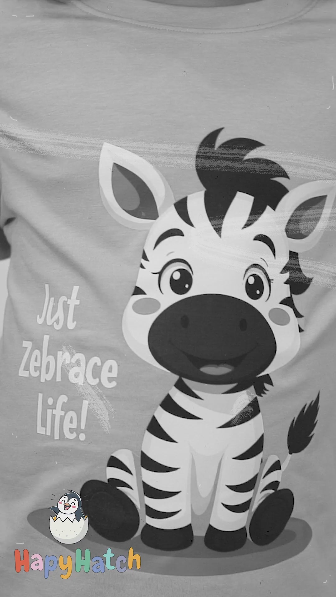Girls Cute Zebra Print design with "just zebrace life" text 
