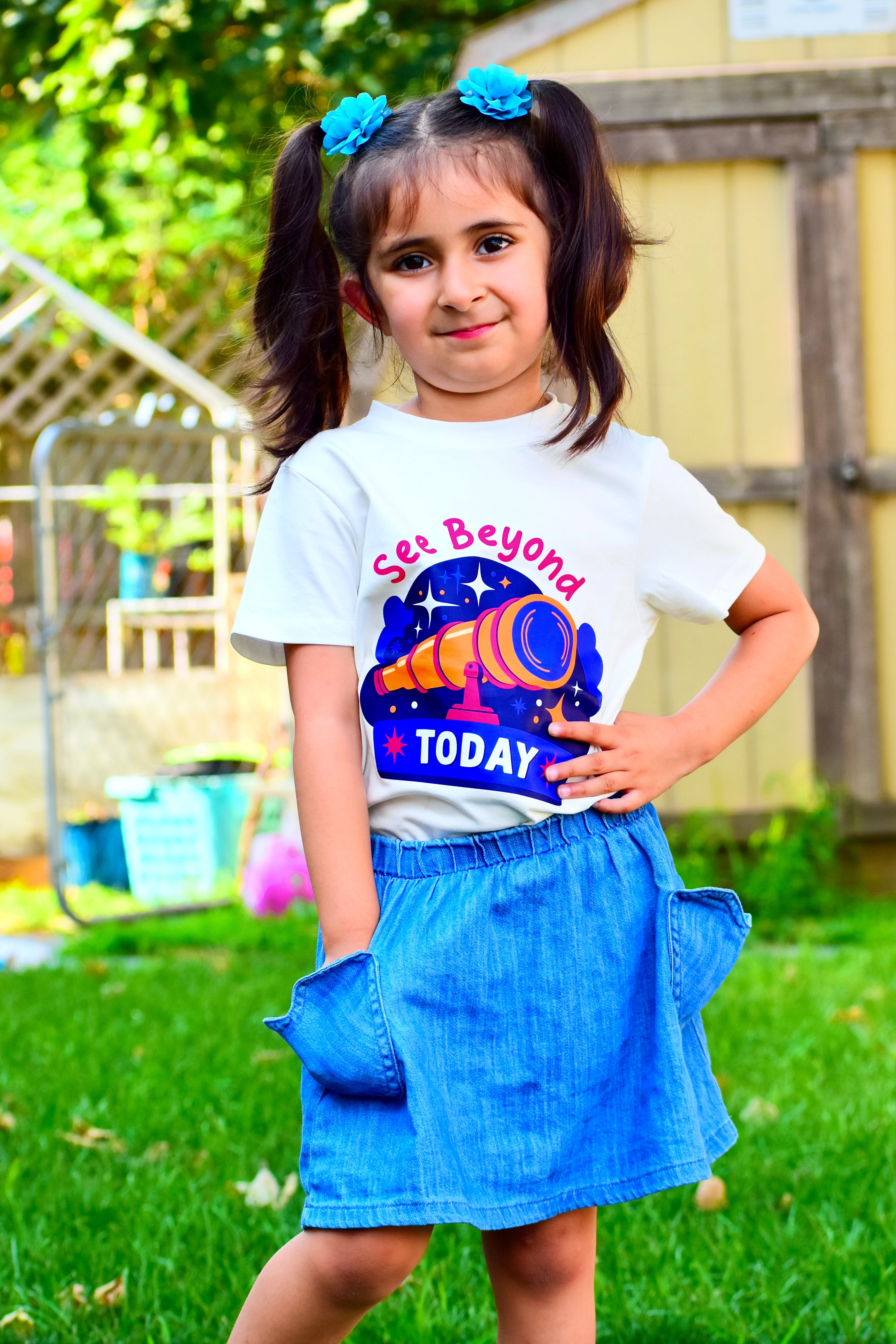 see beyond today print girls tshirt